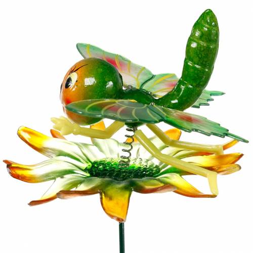 Floristik24 Decorative plug butterfly and flower with metal springs green, orange H70cm
