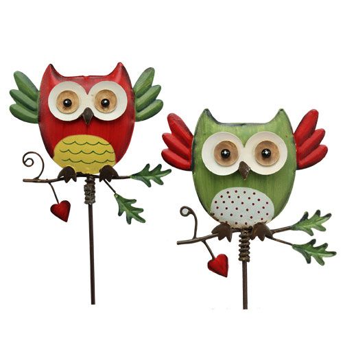 Floristik24 Garden plug metal owl sorted 57cm 2pcs