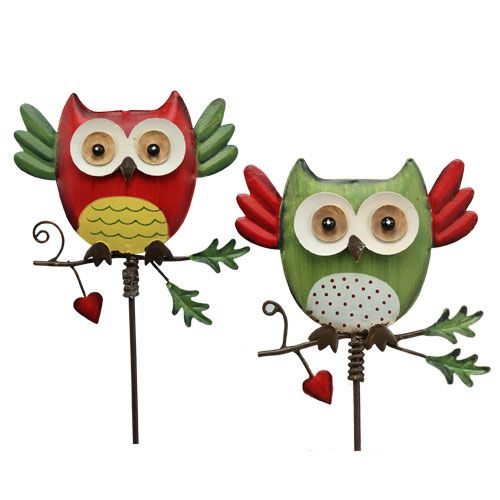 Floristik24 Garden plug metal owl sorted 57cm 2pcs