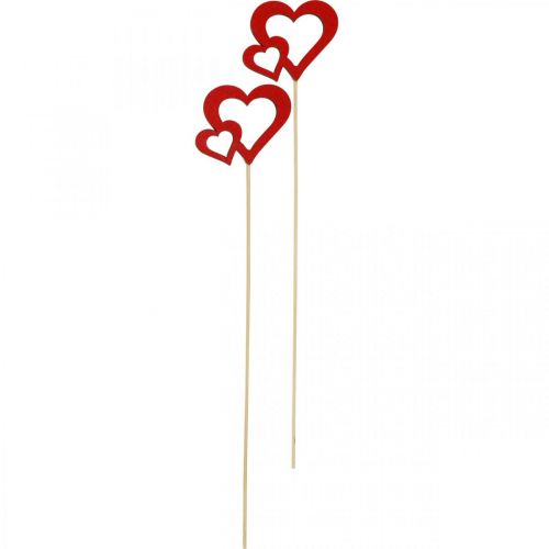 Floristik24 Flower plug heart wood red romantic decoration 6cm 24pcs