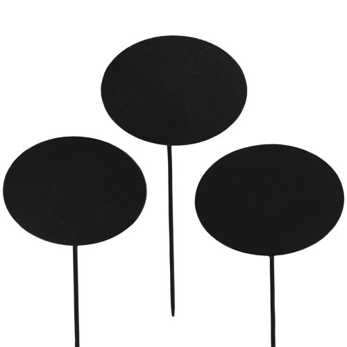 Floristik24 Garden Stake Wood Signs Oval Black 19cm 12pcs