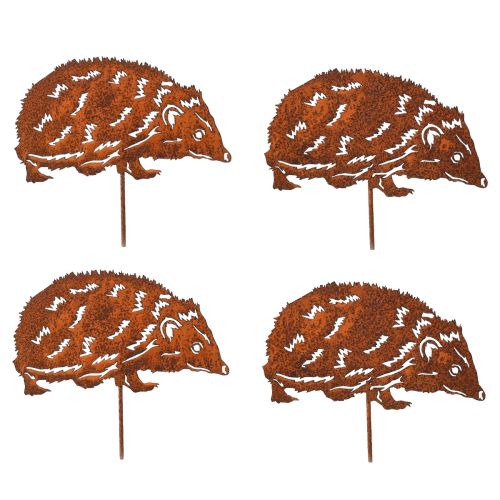 Garden stake hedgehog metal rust autumn 15x8cm 4pcs