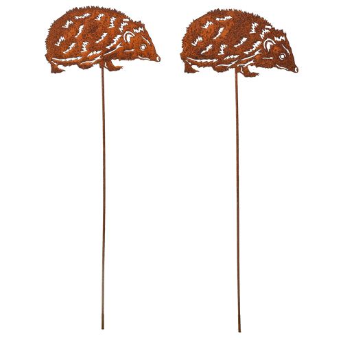 Product Garden Stake Hedgehog Metal Rust Autumn 15x8cm 4 Pcs