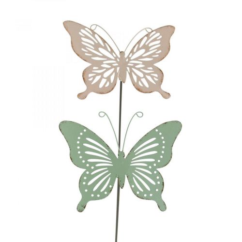 Product Bed stake metal butterfly pink green 10.5x8.5cm 4pcs