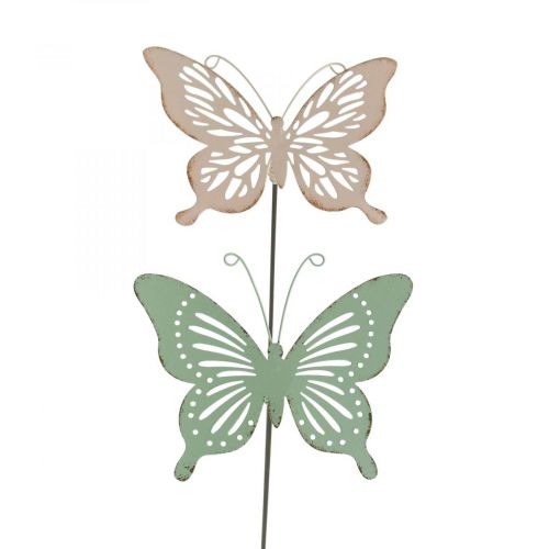 Floristik24 Bed stake metal butterfly pink green 10.5x8.5cm 4pcs