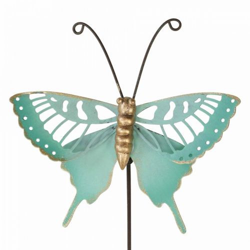 Floristik24 Garden stake metal butterfly turquoise gold 12×10/46cm