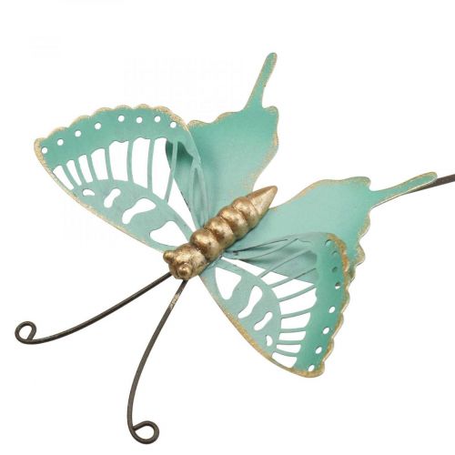 Floristik24 Garden stake metal butterfly turquoise gold 12×10/46cm