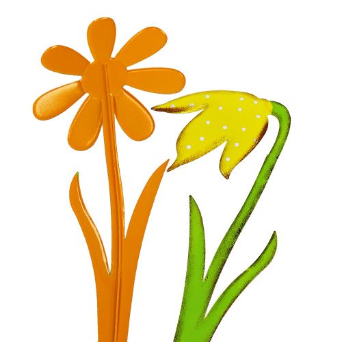 Product Garden Plug Metal Flower Orange, Yellow 47cm 4pcs