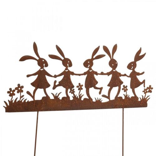 Product Garden stake rust Easter, flower stake rabbit metal W40cm