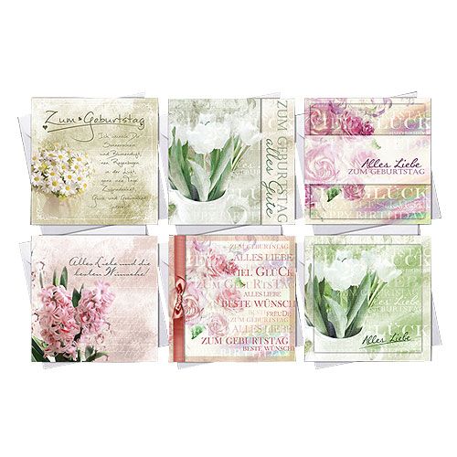 Floristik24 Birthday cards with envelope 10.5cm x 10.5cm 6pcs