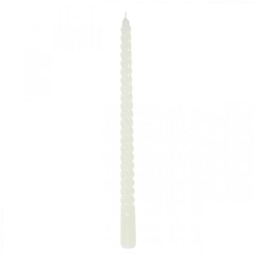 Twisted candles spiral candles cream Ø2.2cm H30cm 2pcs