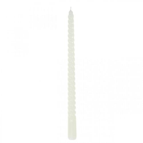 Floristik24 Twisted candles spiral candles cream Ø2.2cm H30cm 2pcs