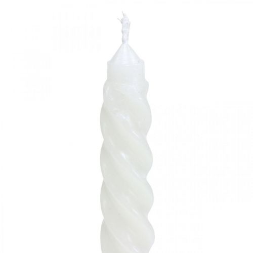 Floristik24 Twisted candles spiral candles cream Ø2.2cm H30cm 2pcs
