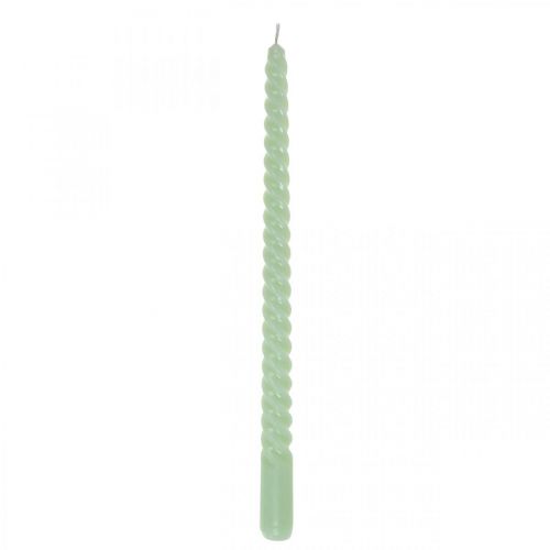 Floristik24 Twisted candles spiral candles green mint Ø2.2cm H30cm 2pcs