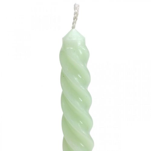 Floristik24 Twisted candles spiral candles green mint Ø2.2cm H30cm 2pcs