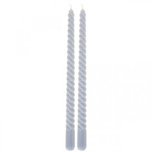 Floristik24 Twisted candles light blue taper candles Ø2.2cm H30cm 2pcs