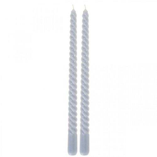 Floristik24 Twisted candles light blue taper candles Ø2.2cm H30cm 2pcs