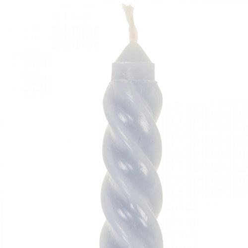 Floristik24 Twisted candles light blue taper candles Ø2.2cm H30cm 2pcs
