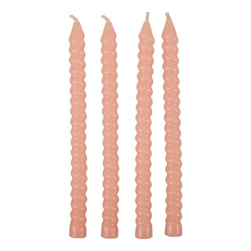 Floristik24 Twisted candles spiral candles light pink Ø1.4cm H18cm 4pcs