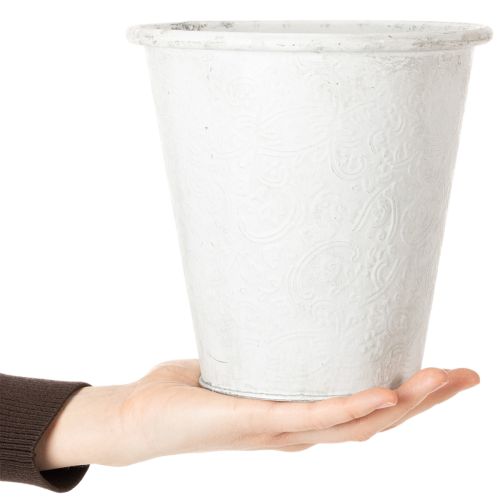 Product Ornamental planter, metal plant pot, white, Ø18.5cm, H18cm