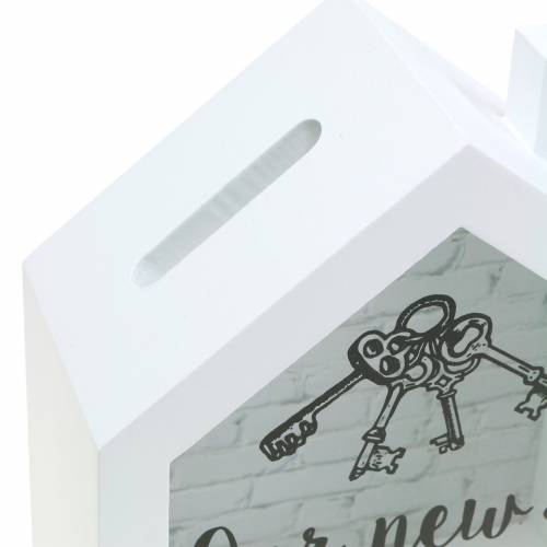 Floristik24 Savings box "Our New Home" wood glass white 15x7cm H18cm