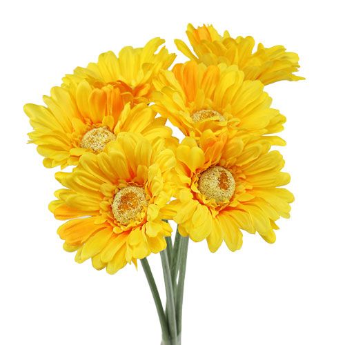 Floristik24 Gerbera artificial yellow Ø10cm L55cm 6pcs