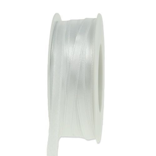 Floristik24 Gift ribbon decorative ribbon satin ribbon white 6mm 50m