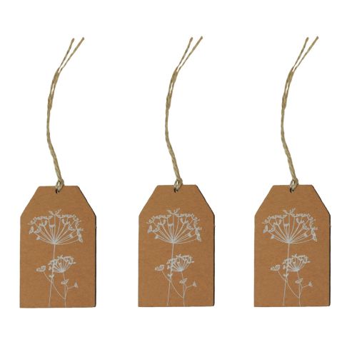 Product Gift tags paper brown flowers 8×5cm 24pcs