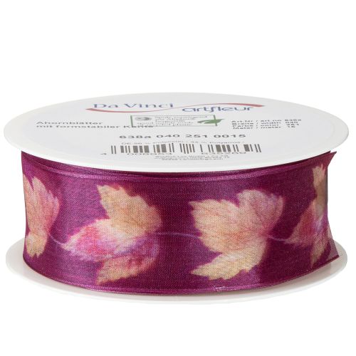 Product Gift ribbon maple leaves purple ribbon autumn 40mm 15m