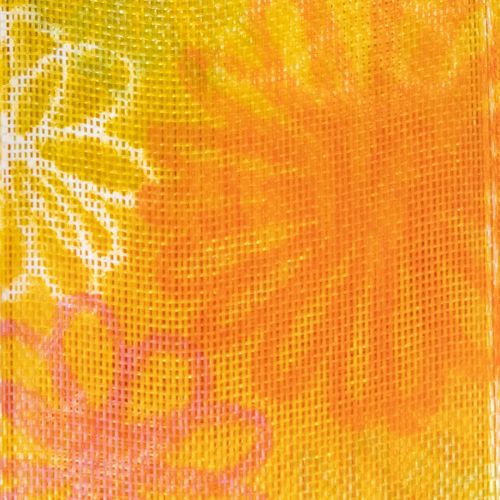 Product Gift ribbon, floral organza ribbon, yellow/orange, 25mm x 18m