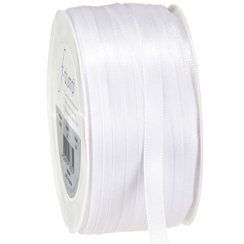 Floristik24 Gift ribbon decorative ribbon satin ribbon white 6mm 50m