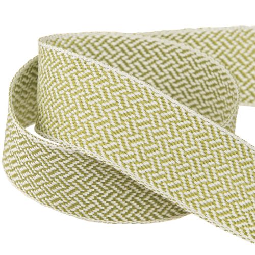 Product Gift Ribbon Herringbone Pattern Decorative Ribbon White Green 25mm 15m