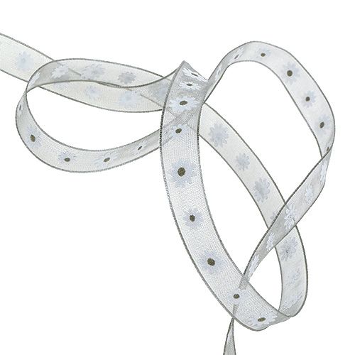 Product Gift ribbon gray with flower 10mm 20m