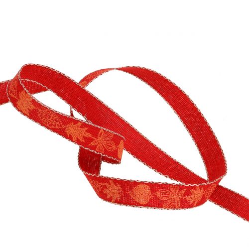 Floristik24 Gift ribbon for decoration Herbstmotiv Red 15mm 20m