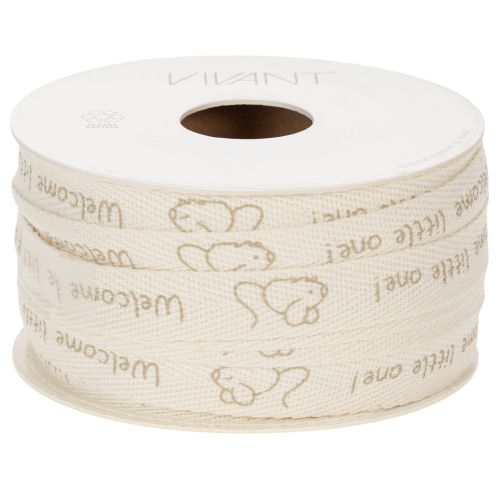 Product Gift ribbon with little mouse design, decorative ribbon for births and christenings, 15mm wide, 20m long