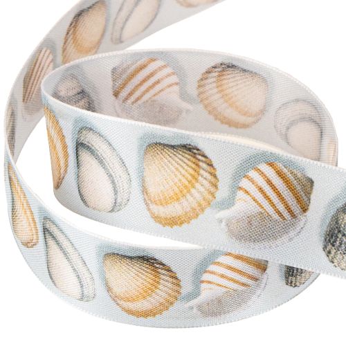 Product Gift ribbon maritime decoration shells blue 25mm 15m