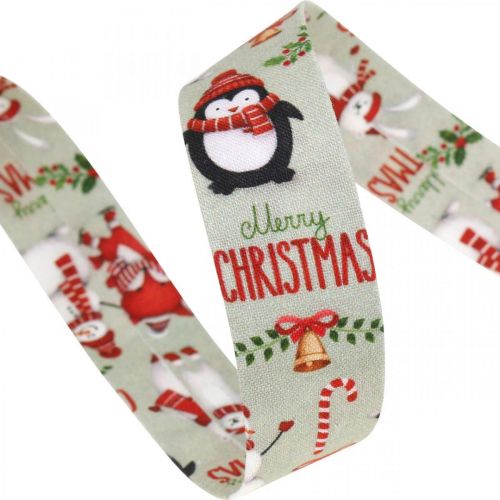 Floristik24 Gift ribbon Merry Christmas penguins Christmas ribbon 25mm 8m