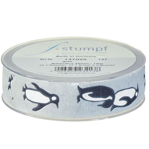 Product Gift ribbon penguins Christmas ribbon fabric 25mm 15m