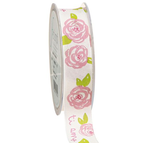Floristik24 Gift Ribbon Roses &quot;Ti amo&quot; Romantic Decorative Ribbon 25mm 20m