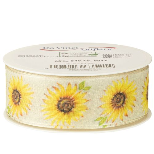 Product Gift ribbon sunflowers yellow ribbon 40mm 15m