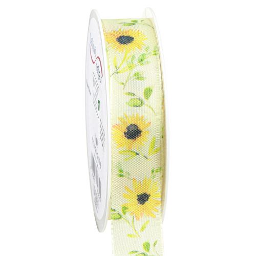 Floristik24 Gift Ribbon Sunflower Silk Ribbon Yellow 25mm 18m