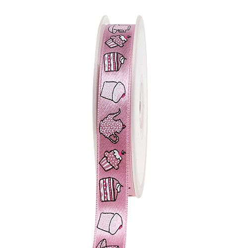 Gift ribbon cake motif pink 15mm 20m