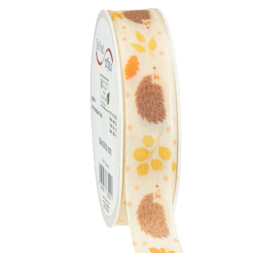 Gift ribbon selvedge ribbon autumn hedgehog 15mm 18m