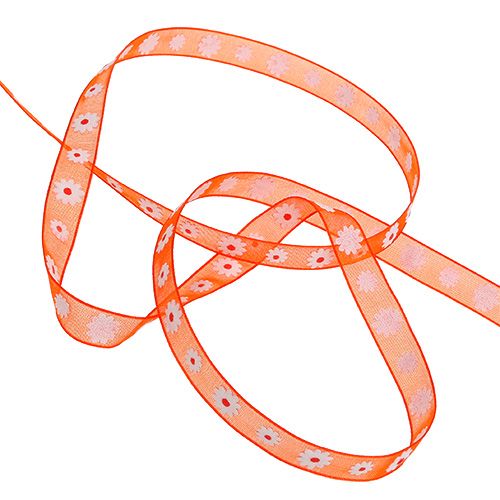 Product Orange ribbon with blossom 10mm 20m