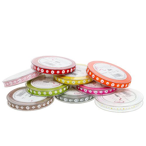 Gift ribbon colorful with blossom 10mm 20m