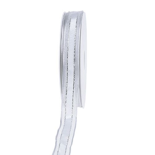 Floristik24 Gift ribbon with wire edge White 15mm 20m