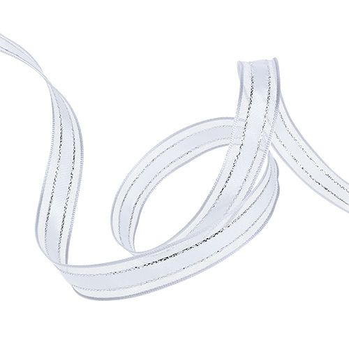 Product Gift ribbon with wire edge White 15mm 20m