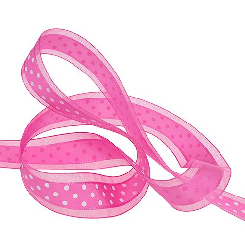 Product Gift ribbon with dots Pink 25mm 20m