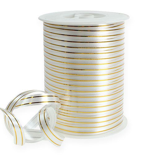 Floristik24 Split ribbon 2 gold stripes on silver 10 mm 250m