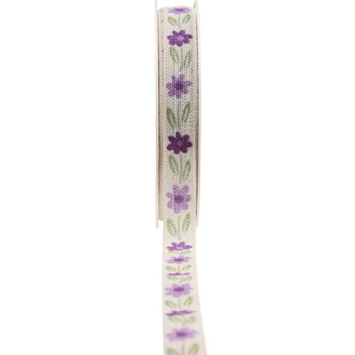 Product Gift ribbon flowers cotton ribbon purple white 15mm 20m